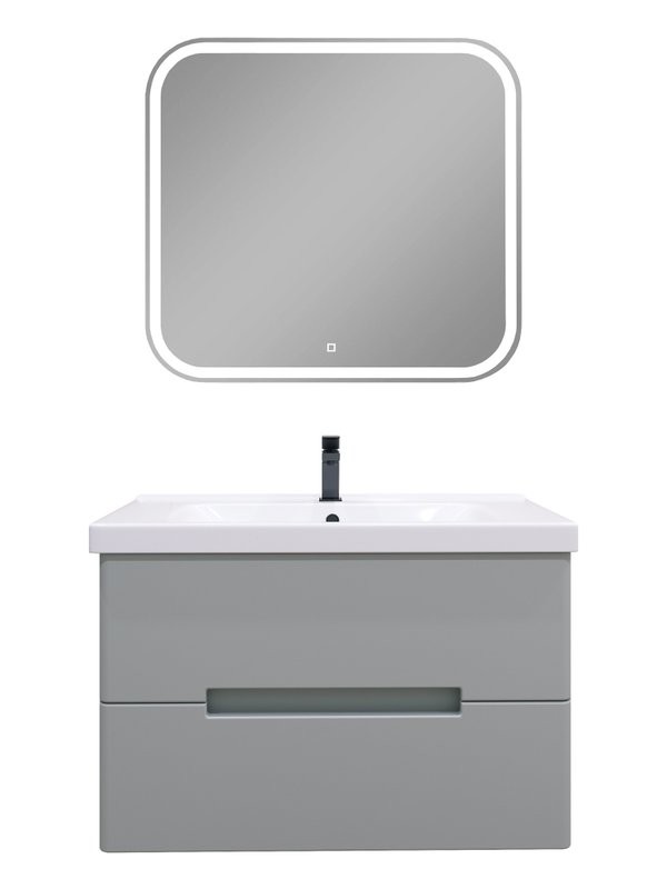 Мебель для ванной комнаты SanStar Ориана 80 подвесная, серая, раковина Dreja Harmony 80