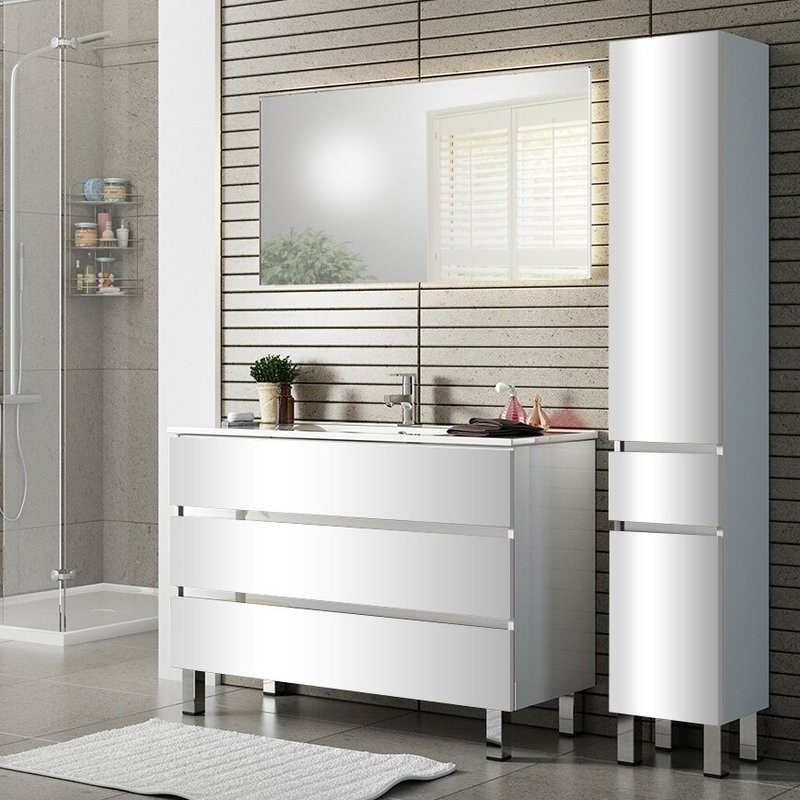 Тумба с раковиной Sanvit Кубэ -3 120 белый глянец