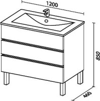 Тумба с раковиной Sanvit Кубэ -3 120 белый глянец