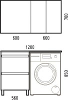 Тумба под раковину без столешницы Corozo Альтаир 120 под стиральную машину
