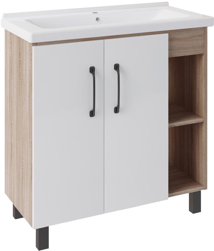 Тумба с раковиной ASB-Mebel Адель 80 белая, дуб сонома