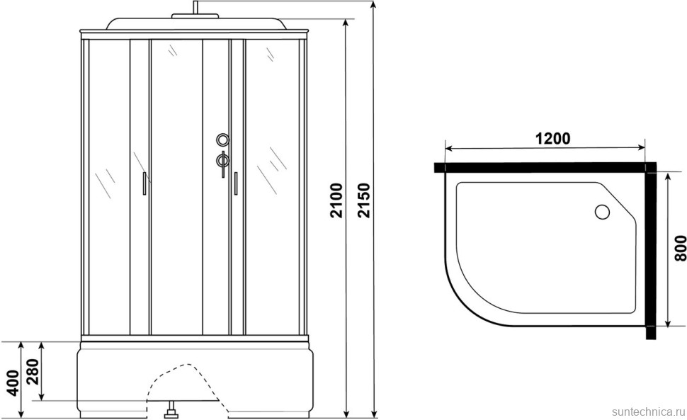 Душевая кабина Niagara Classic NG-2510-14RP 120х80 см, с пультом управления и FM-радио
