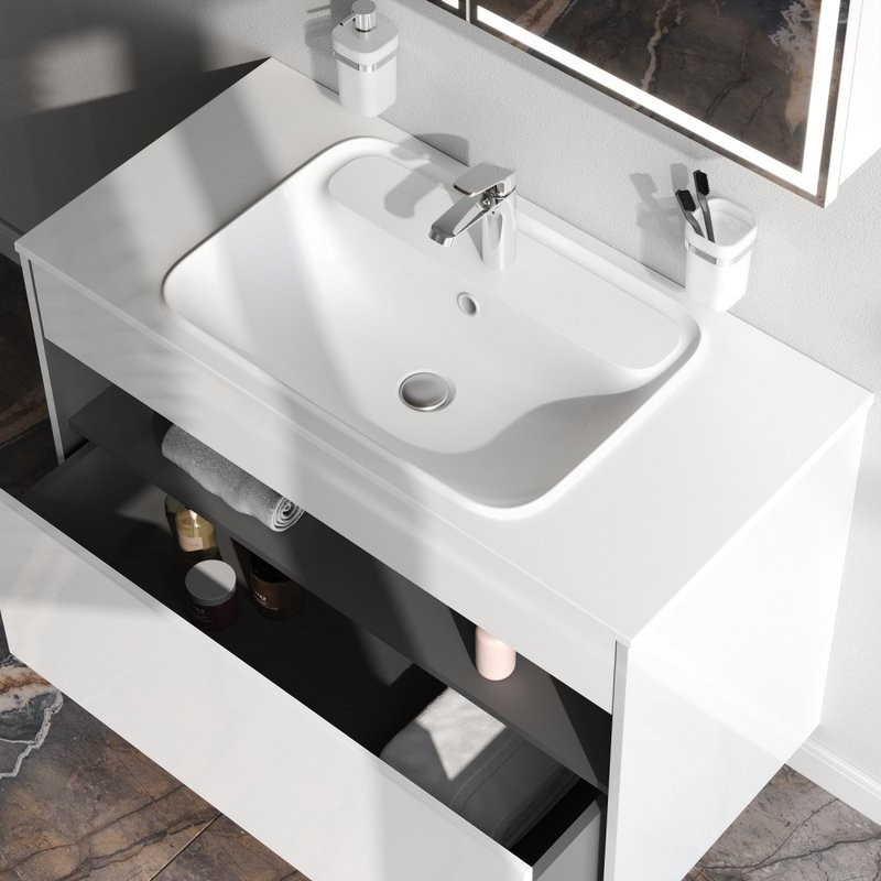 Тумба с раковиной AM.PM Func 100 белый глянец