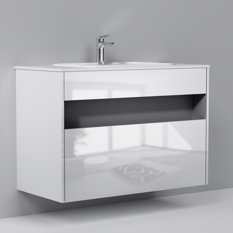 Тумба с раковиной AM.PM Func 100 белый глянец