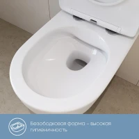 Комплект Унитаз подвесной Aqueduto Ovo OVO0110 безободковый, с микролифтом, белый глянцевый + Инсталляция STWORKI + Кнопка 230822 хром глянцевый