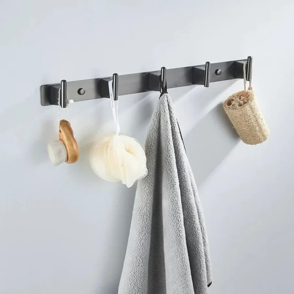 Крючки для ванной и кухни / планка с 5 крючками Shevanik SG5751T, оружейная сталь