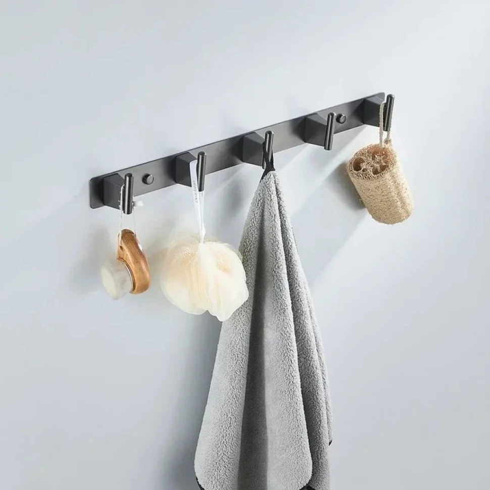 Крючки для ванной и кухни / планка с 5 крючками Shevanik SG5751T, оружейная сталь