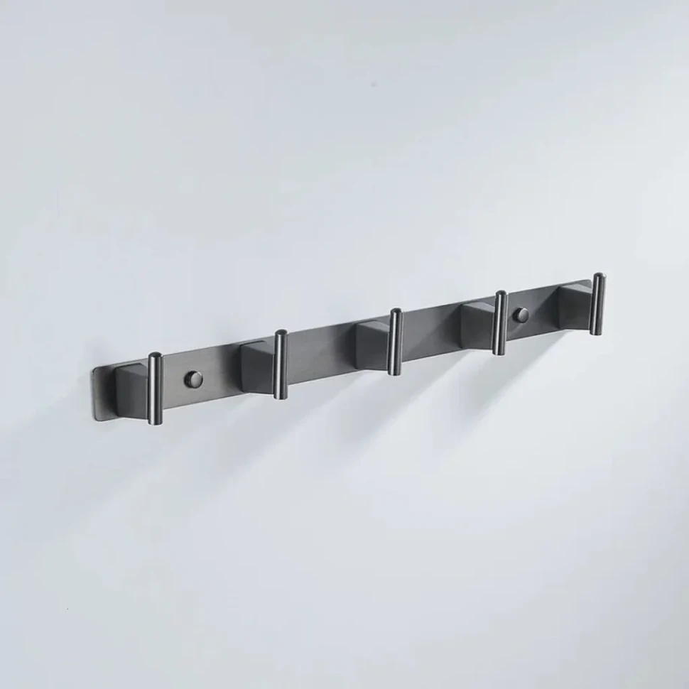 Крючки для ванной и кухни / планка с 5 крючками Shevanik SG5751T, оружейная сталь