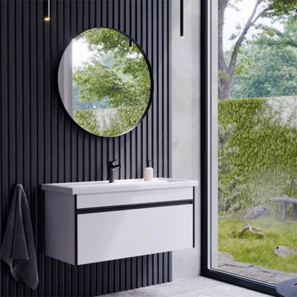 Мебель для ванной комнаты Aqwella Urban 100, подвесная, белая глянцевая