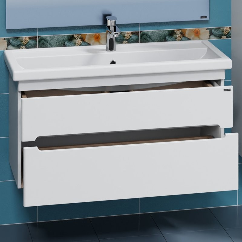 Тумба с раковиной СаНта Лондон 100 подвесная, 2 ящика