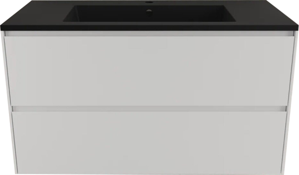 Тумба с раковиной Style Line Лима 100 см подвесная LINE 100 2 ящика PLUS Белый Матовый ЭМАЛЬ, раковина антрацит
