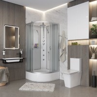 Душевая кабина Niagara Classic NG-3302-14BKTG 100х100 см, без крыши, с гидромассажем и тропическим душем