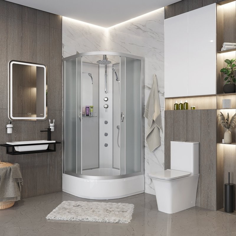 Душевая кабина Niagara Classic NG-3302-14BKTG 100х100 см, без крыши, с гидромассажем и тропическим душем