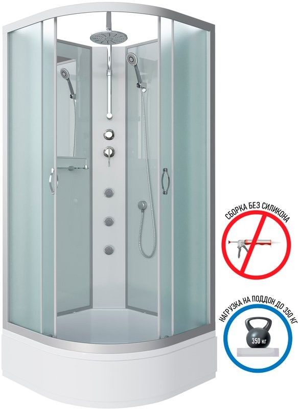 Душевая кабина Niagara Classic NG-3302-14BKTG 100х100 см, без крыши, с гидромассажем и тропическим душем