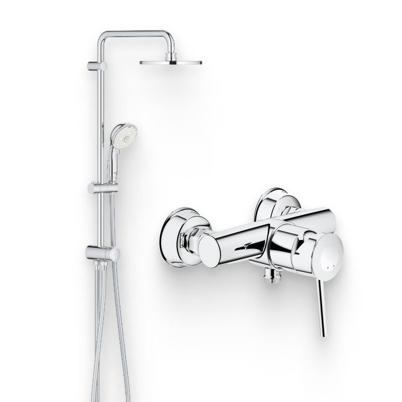 Душевой комплект Смеситель для душа Grohe BauClassic 32867000 + Стойка New Tempesta Rustic 27399002