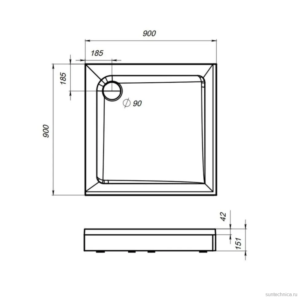Поддон для душа AM.PM Gem W90T-403-090W 90х90
