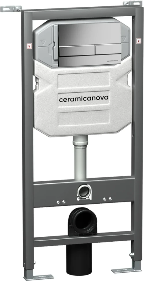 Комплект Унитаз подвесной Ceramicanova Play CN3001 безободковый, с микролифтом + Инсталляция Envision CN1002M + Кнопка Fla, матовый хром