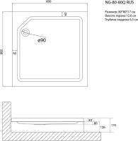 Поддон для душа Niagara Nova NG-80-80Q RUS 80x80 см, квадратный