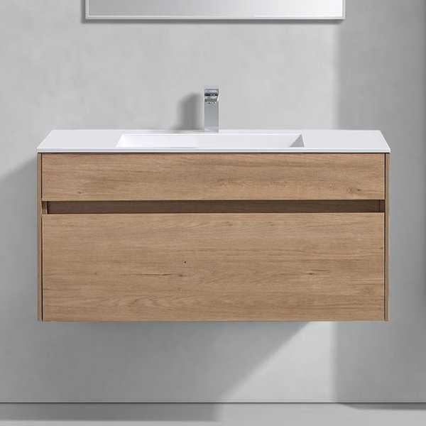 Тумба с раковиной Vincea Chiara 100, натуральный дуб, с белой раковиной