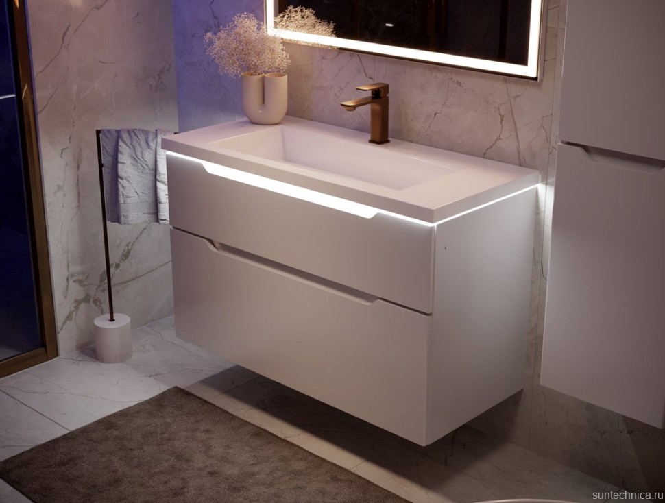 Мебель для ванной комнаты Jorno Puro 100 подвесная, белая