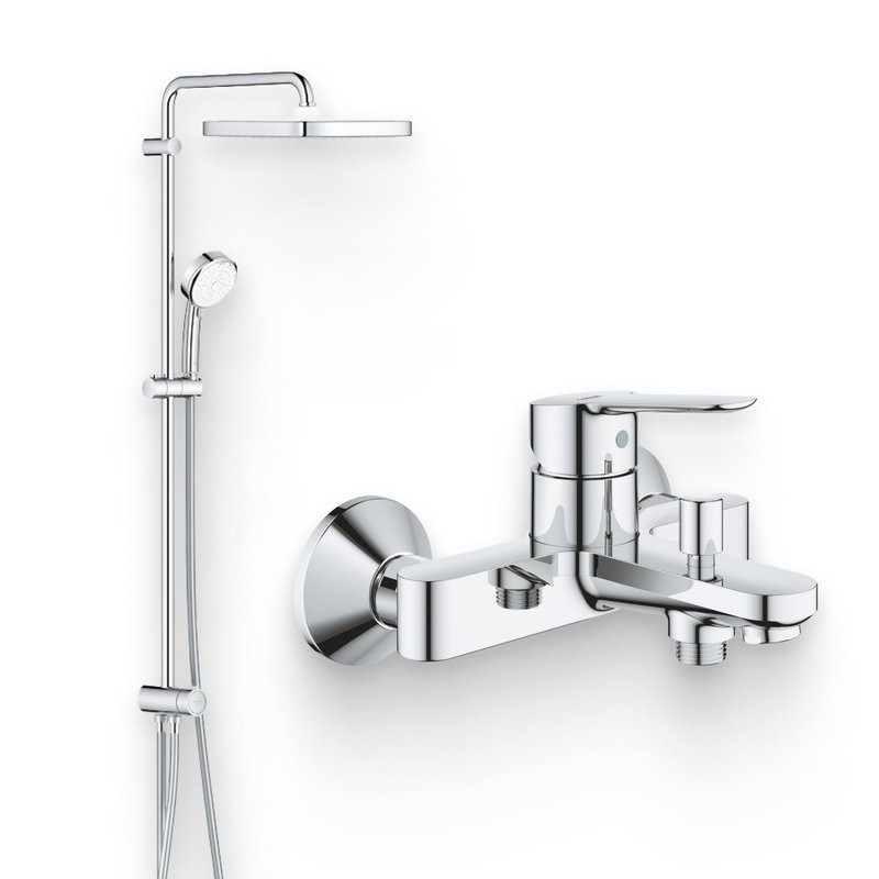 Душевой комплект Смеситель Grohe BauEdge 23605000 + Стойка Tempesta Cosmopolitan System 250 26694000