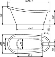 Ванна из искусственного камня Фэма Рио без опоры 170x80 см, отдельностоящая, белая, овальная