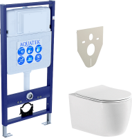 Комплект Унитаз подвесной AQUATEK Европа New AQ1106-00 безободковый, с микролифтом + Инсталляция Standard INS-0000012