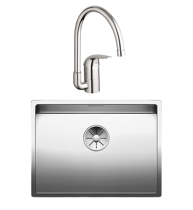 Комплект Мойка Blanco Claron 550-IF + Смеситель Grohe Euroeco