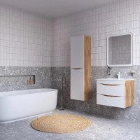 Тумба с раковиной IDDIS Cloud 60 подвесная, белая, золотистый дуб