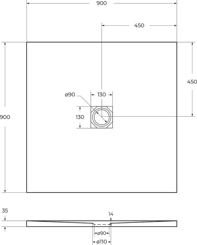 Поддон для душа BelBagno Uno A 90х90, черный матовый, с сифоном