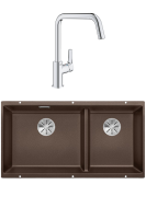 Комплект Мойка Blanco Subline 480/320-U кофе + Смеситель Grohe Eurosmart