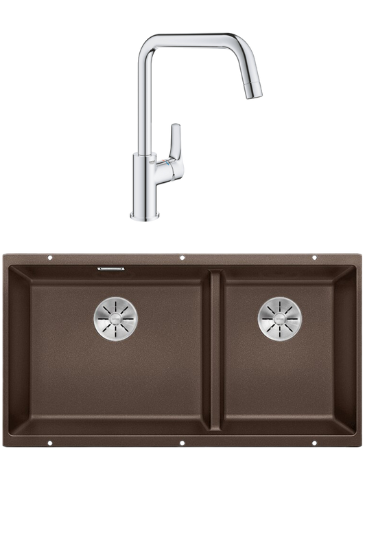 Комплект Мойка Blanco Subline 480/320-U кофе + Смеситель Grohe Eurosmart
