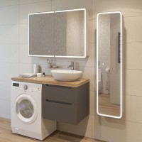 Тумба с раковиной STWORKI Берген 60 серая со светлой столешницей 122, Moduo 55 Leaf, L