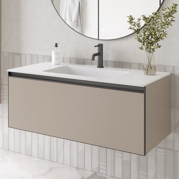 Тумба с раковиной Armadi Art Quatro 1 100 daphne, профиль anthracite, с раковиной white