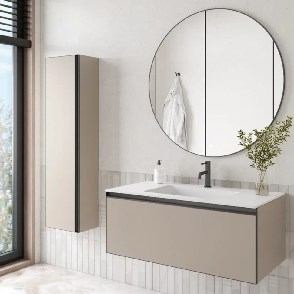 Тумба с раковиной Armadi Art Quatro 1 100 daphne, профиль anthracite, с раковиной white
