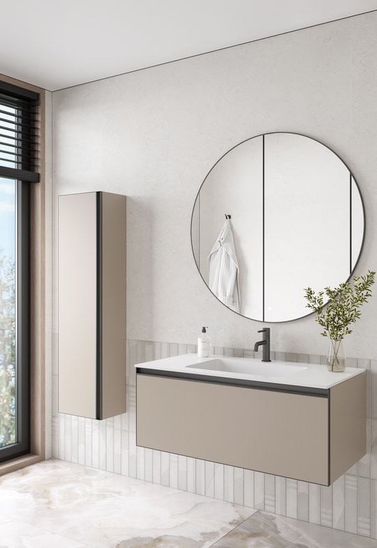 Тумба с раковиной Armadi Art Quatro 1 100 daphne, профиль anthracite, с раковиной white