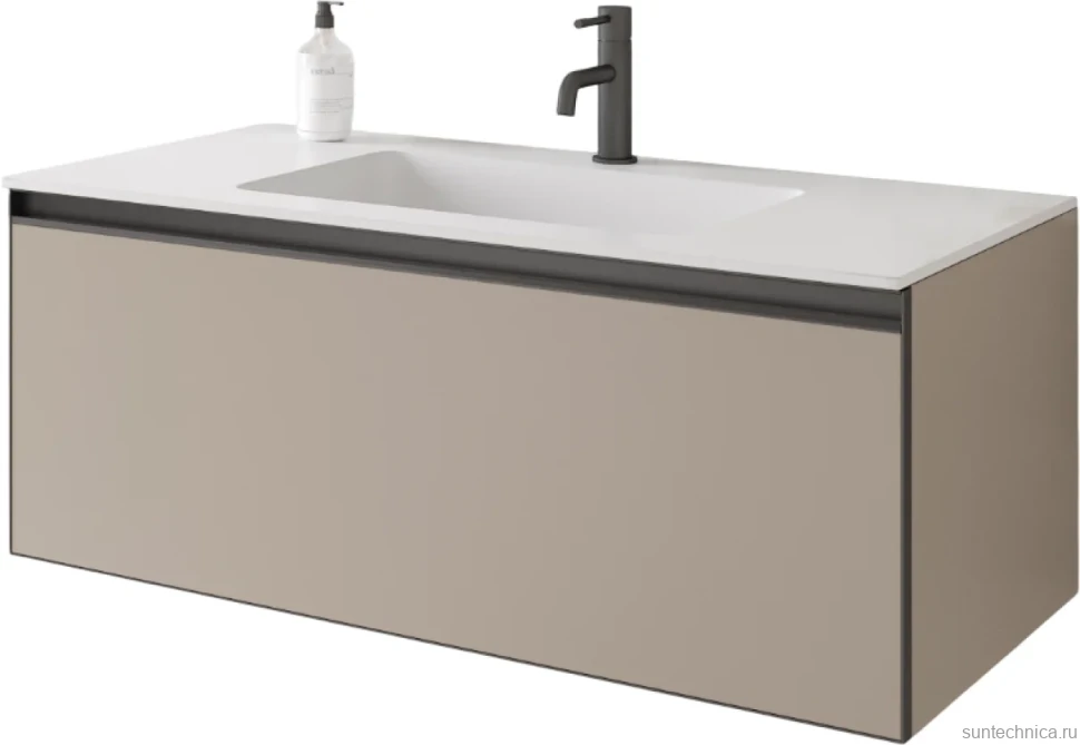 Тумба с раковиной Armadi Art Quatro 1 100 daphne, профиль anthracite, с раковиной white