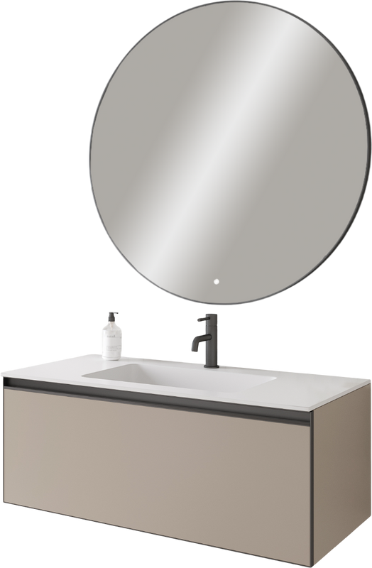 Тумба с раковиной Armadi Art Quatro 1 100 daphne, профиль anthracite, с раковиной white