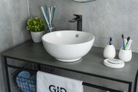 Накладная раковина GID Esfera N9002 39 глянцевая белая, круглая, фаянс