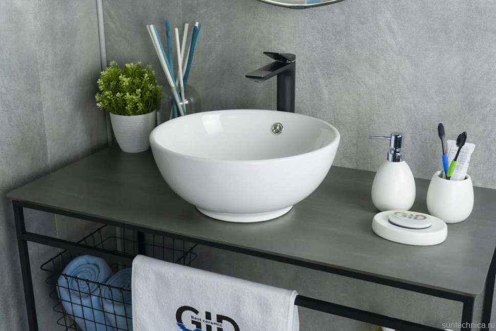 Накладная раковина GID Esfera N9002 39 глянцевая белая, круглая, фаянс