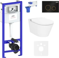 Комплект Lavinia Boho Унитаз подвесной Smart V-Clean 3359102R с микролифтом + Инсталляция RelFix 38010010 + Кнопка RelFix 38050803 + Дозатор RelFix 38040010