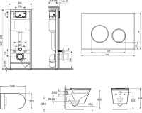 Комплект Lavinia Boho Унитаз подвесной Smart V-Clean 3359102R с микролифтом + Инсталляция RelFix 38010010 + Кнопка RelFix 38050803 + Дозатор RelFix 38040010