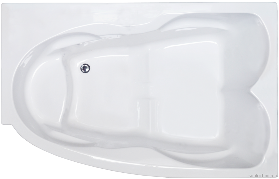 Акриловая ванна Royal Bath Shakespeare Shakespeare RB652100K-R 170x115 см, угловая, правая, пристенная, белая, асимметричная, для двоих, со сливом-переливом, 170 см с каркасом + слив-перелив