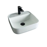 Накладная раковина GID Geometrico N9044 39 глянцевая белая, квадратная, фаянс, с 1 отверстием под смеситель