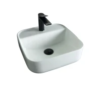 Накладная раковина GID Geometrico N9044 39 глянцевая белая, квадратная, фаянс, с 1 отверстием под смеситель