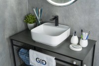 Накладная раковина GID Geometrico N9044 39 глянцевая белая, квадратная, фаянс, с 1 отверстием под смеситель