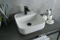 Накладная раковина GID Geometrico N9044 39 глянцевая белая, квадратная, фаянс, с 1 отверстием под смеситель