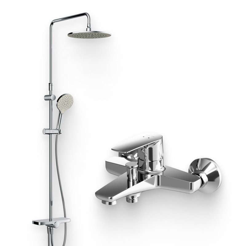 Душевой комплект Смеситель AM.PM Gem F90A10000 + Стойка Like F0780200