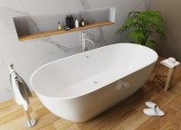 Ванна из искусственного камня Эстет Майами ФР-00006013 180x80 см, отдельностоящая, белая, овальная