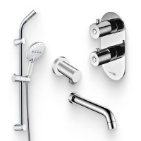 Душевой комплект Термостат Wasserkraft Berkel 4833 С ВНУТРЕННЕЙ ЧАСТЬЮ + Гарнитур A044 + Подключение A021 + Излив A018 для ванны